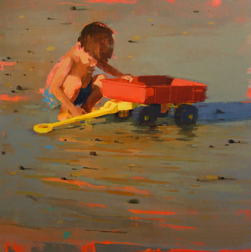 Gestural figure portrait of a painting on canvas